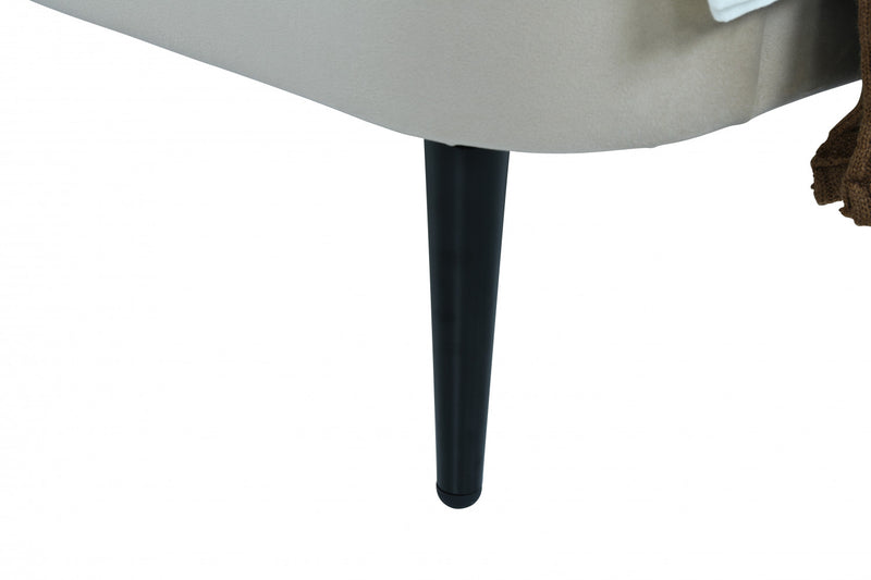Lit jumeau Heather style milieu du siecle moderne, tapisse de velours creme et noir