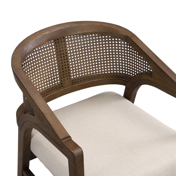 Liam Ensemble de 2 chaises de salle a manger confortables avec dossier en rotin et structure en bois de caoutchouc, noyer