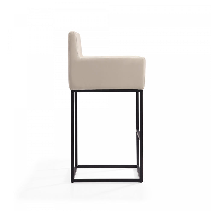 Tabouret de comptoir rembourre en metal style mid-century modern Ambassador, creme - Lot de 3