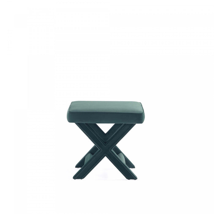 Banc d’appoint Abigail style milieu du siecle moderne en velours vert foret