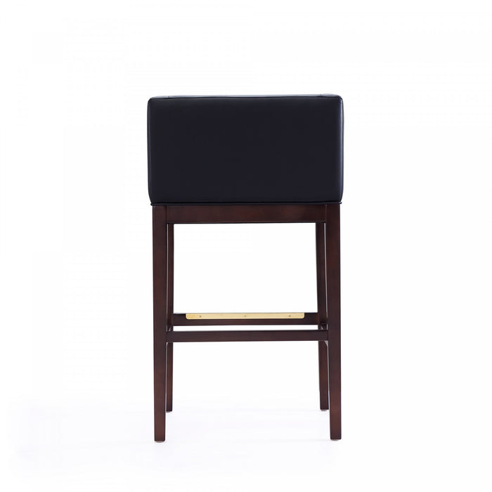 Tabouret de bar Kingsley style milieu du siecle en bois et tissu noir - Lot de 2