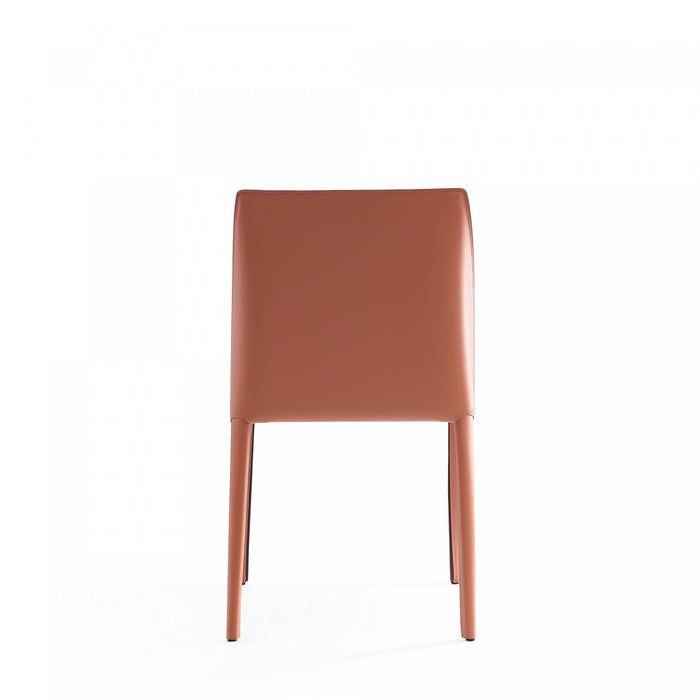 Chaise de salle a manger moderne en cuir vegetalien Paris couleur argile - Lot de 4
