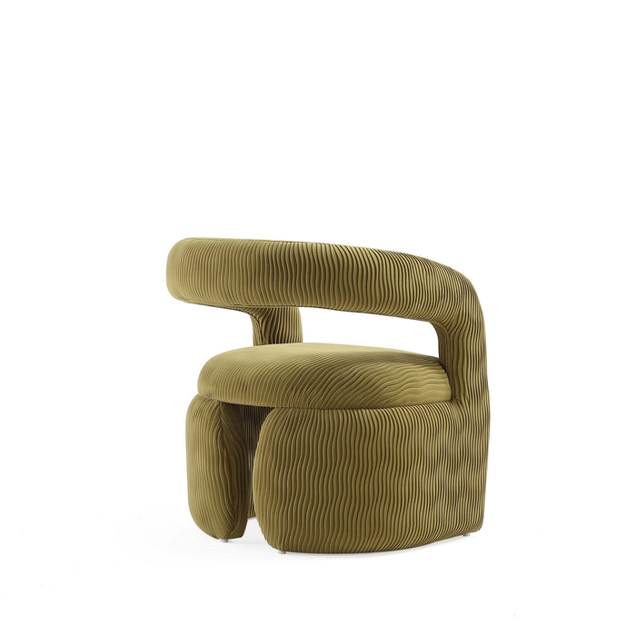 Fauteuil lounge Corvette style milieu du siecle en velours vert olive - Lot de 2
