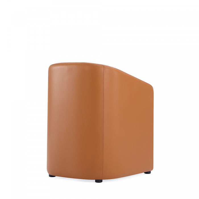 Fauteuil moderne Anna en cuir vegetalien couleur brun selle - Lot de 2