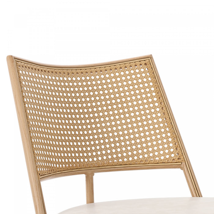 Chaises de salle a manger modernes Oliver avec assise rembourree en PU et dossier en rotin PE, lot de 4, beige