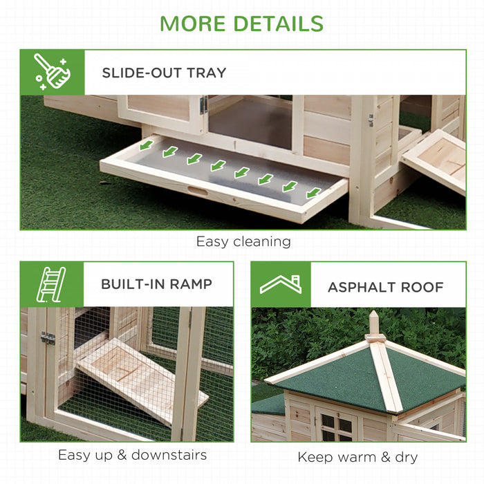 Pawhut 77\" Poulailler Cage Lapin Clapier Volaille Exterieur Cour Avec Nichoir Aire De Jeux Naturel