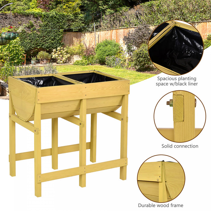 Costway Table De Culture Jardiniere Sur Pieds Jardiniere En Bois Jardiniere Surelevee En Sapin 70 X 44,5 X 72 Cm Potager Sur Pied En Bois Jaune
