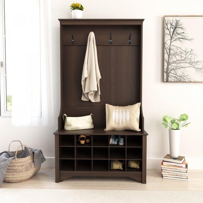 Portemanteau avec rangement pour chaussures - espresso