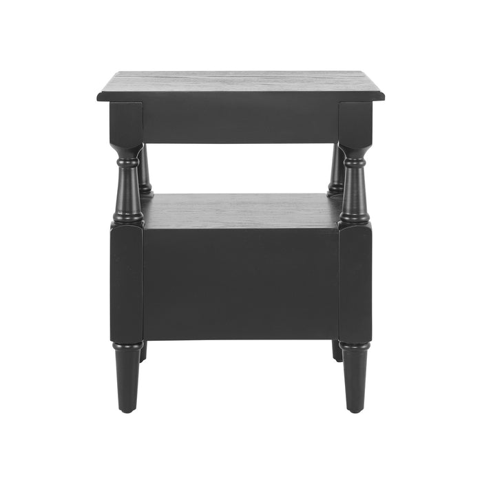 Aspen Lot de 2 Tables de Nuit avec Tiroirs et Etageres Ouvertes, Noir