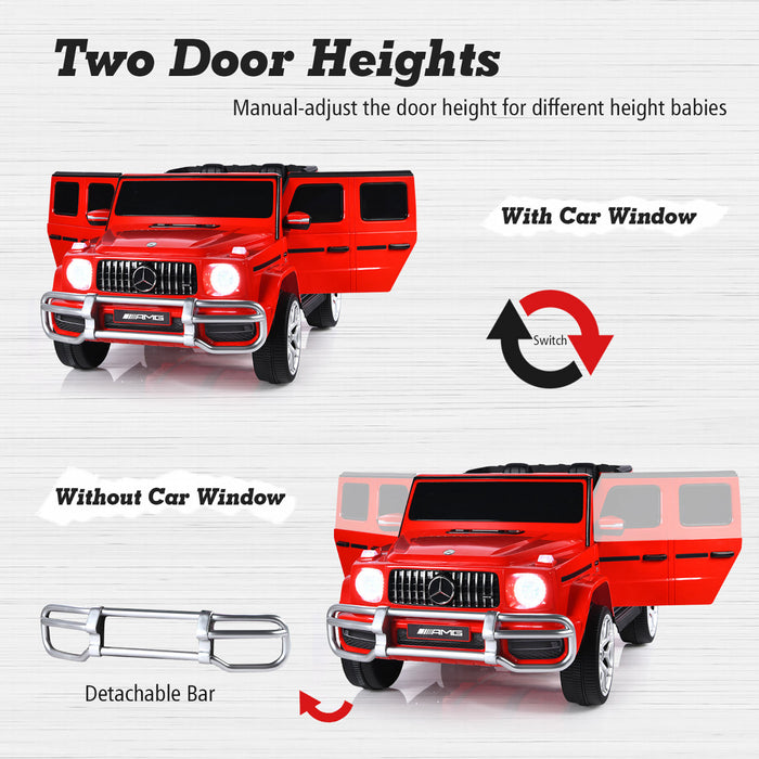 Costway 12v 2 Sieges Enfants Roulent Sur La Voiture Mercedes Benz G63 Sous Licence W / Telecommande Rouge
