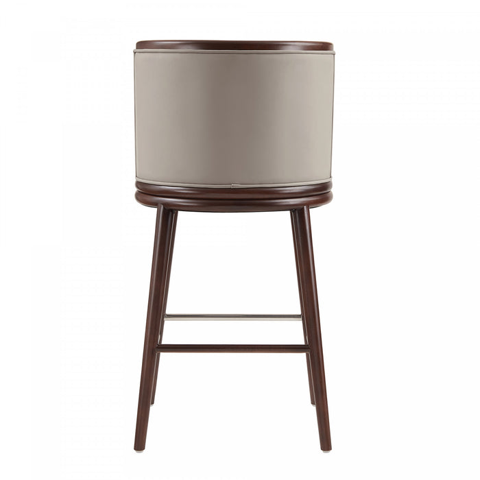 Tabouret de bar moderne en bois avec assise rembourree Evalyn, coloris taupe