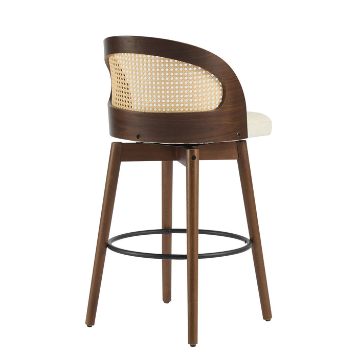 Calvin – Lot de 4 tabourets de bar de hauteur comptoir pivotants pour interieur avec dossier ergonomique, finition noyer