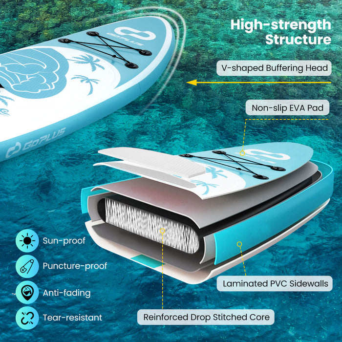 Petite Planche Gonflable De Sup Goplus, Planche De Pagaie Portable Avec Des Anneaux 5d