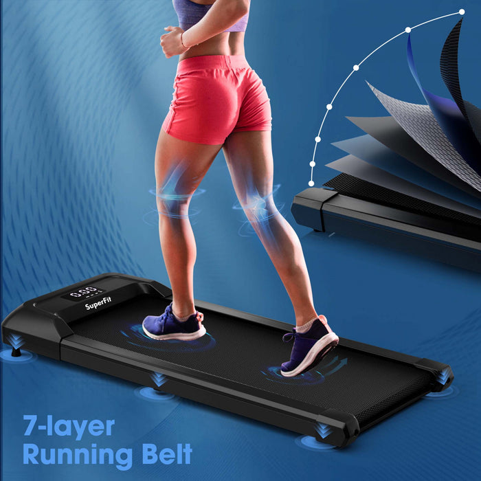 Superfit 0.6-3.8mph Tapis De Marche Sous Tapis Roulant De Bureau Avec Telecommande Et Ecran Led Noir