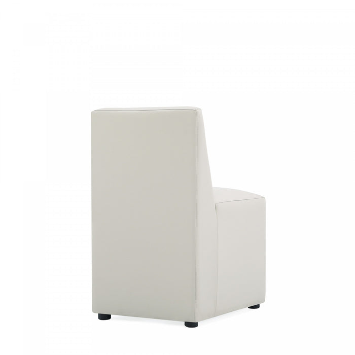 Chaise de salle a manger moderne en cuir vegetalien gris pierre Anna - Lot de 2