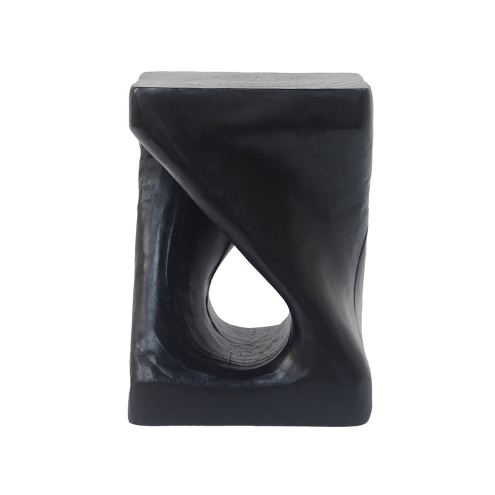 Table d'appoint moderne sablier torsade Miro 16 pouces MGO, table laterale interieure imitation bois, noir