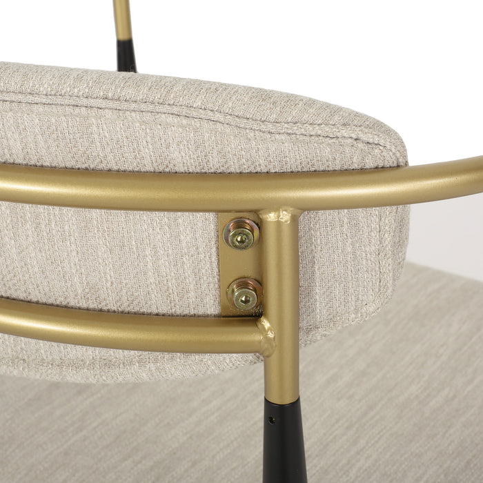 Ensemble De 2 Tabourets De Comptoir Aubrey Avec Dossier Ouvert, Revêtement En Tissu, Structure En Métal – Beige