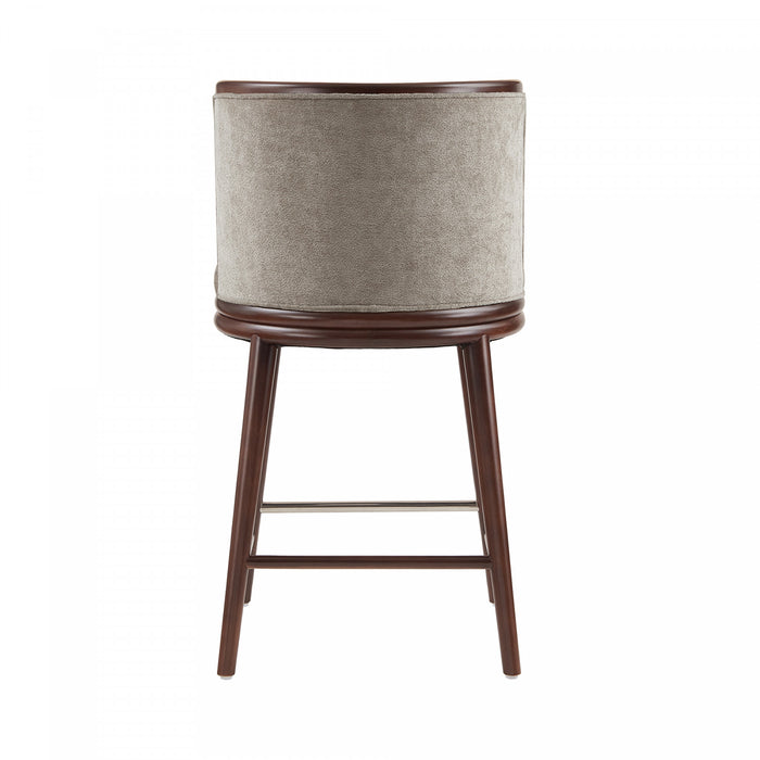 Tabouret de comptoir moderne en bois avec revetement en tissu, coloris colombe, Evalyn