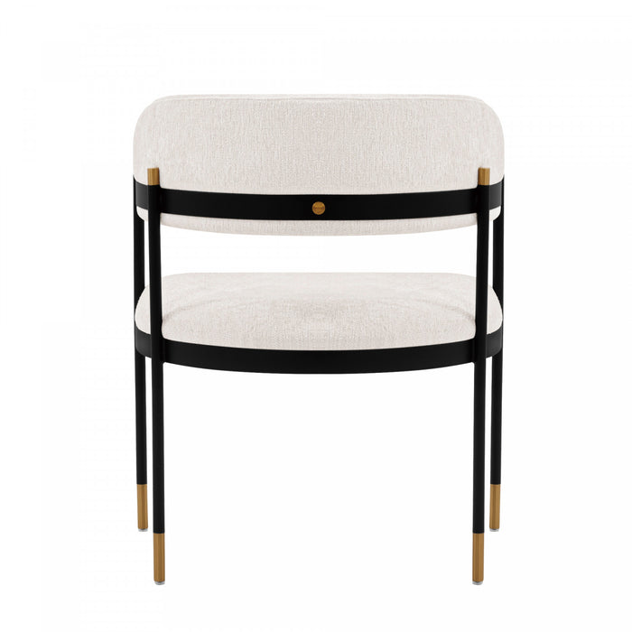 Fauteuil moderne en metal et chenille Lia, creme - Lot de 2