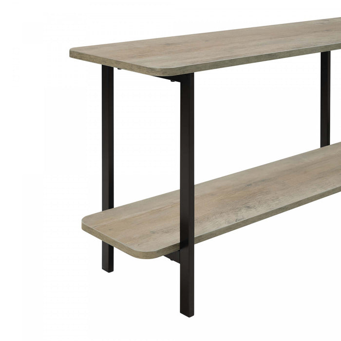 Console contemporaine moderne Celine 180 cm en gris rustique (2 etageres)