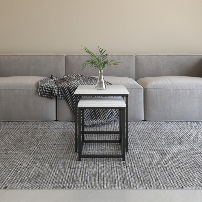 Quartz Tables Gigognes Carrees a Deux Plateaux en Marbre