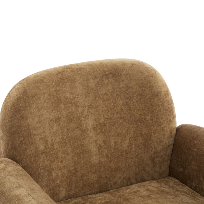 Audrey Fauteuil d’appoint ergonomique en bois massif avec revetement en tissu, kaki