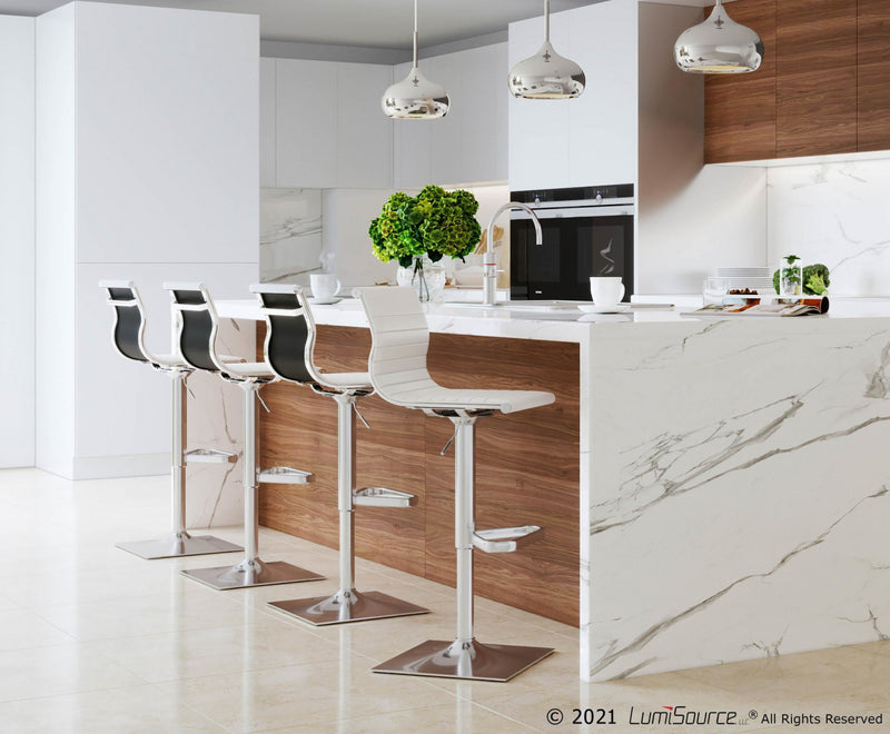 Tabouret bar pivotant réglable contemporain Masters en similicuir - blanc