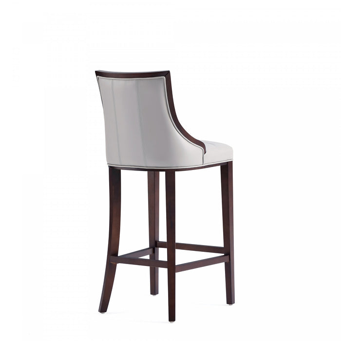 Tabouret de bar traditionnel en bois avec assise rembourree Fifth Avenue, gris clair - Lot de 3