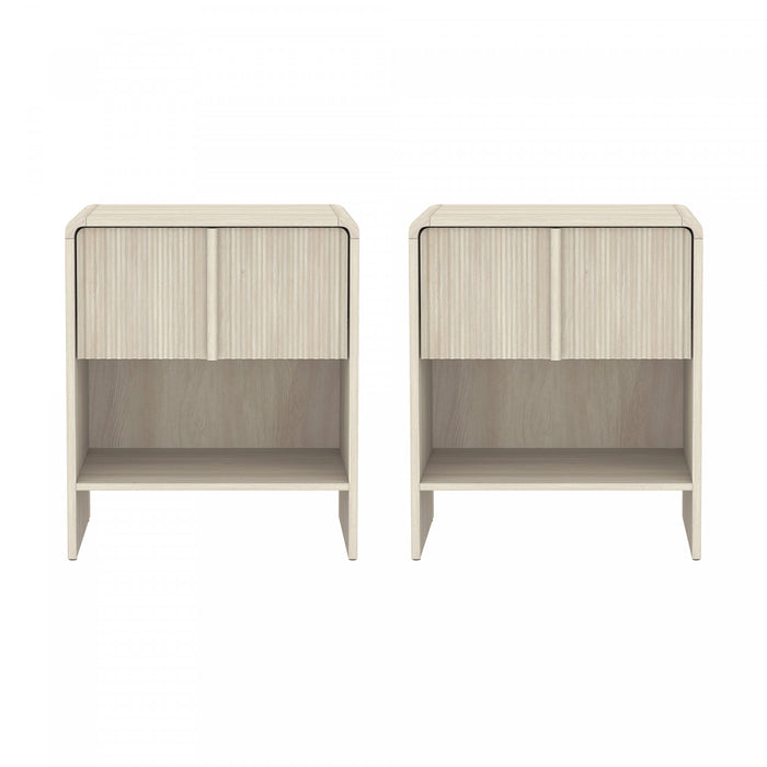 Table de nuit contemporaine Novara 56 cm en chene blanchi (1 tiroir)