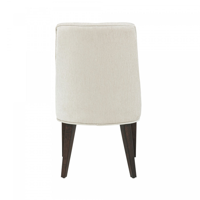 Chaise de salle a manger moderne Beever en bois et chenille creme - Lot de 4