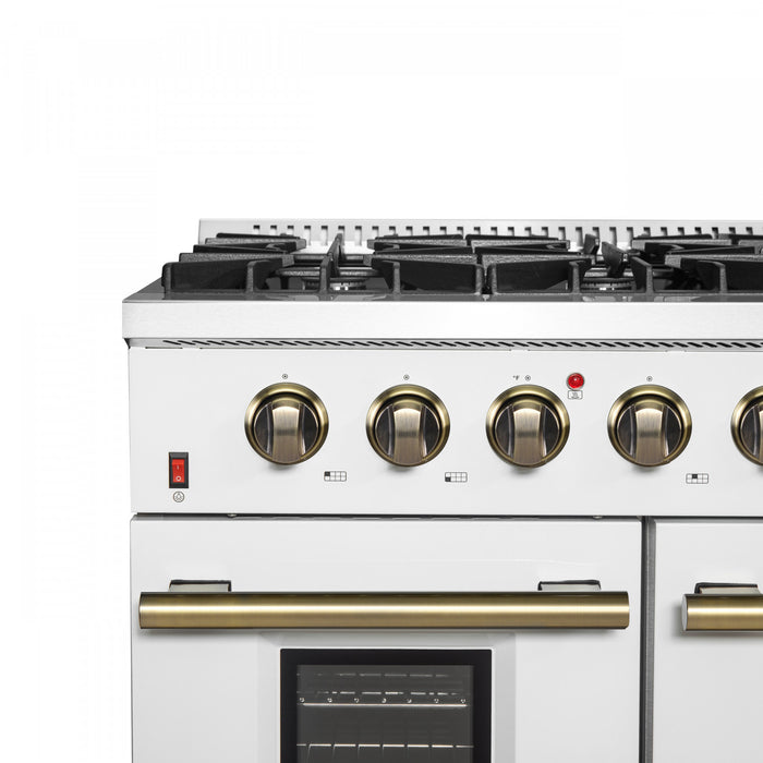 Cuisiniere a gaz Galiano de 48 po en blanc, 6,58 pi³, doubles fours - FFSGS6244-48WHT