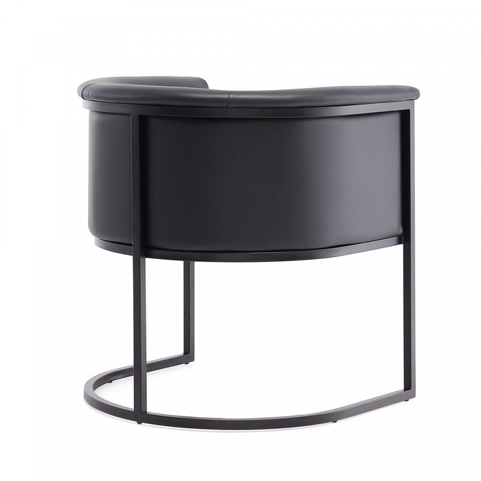 Chaise de salle a manger moderne mi-siecle en cuir vegetalien et metal noir Cosmopolitan - Lot de 2