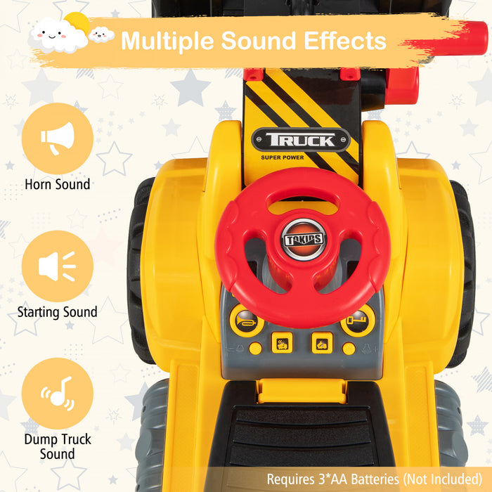 Costway Tracteur A Pedales A Monter Pour Enfant Vehicule Tracteur Excavatrice Trotteur Trotteur D'equilibre Vocal De Quatre Pneus Pour Enfant Jaune