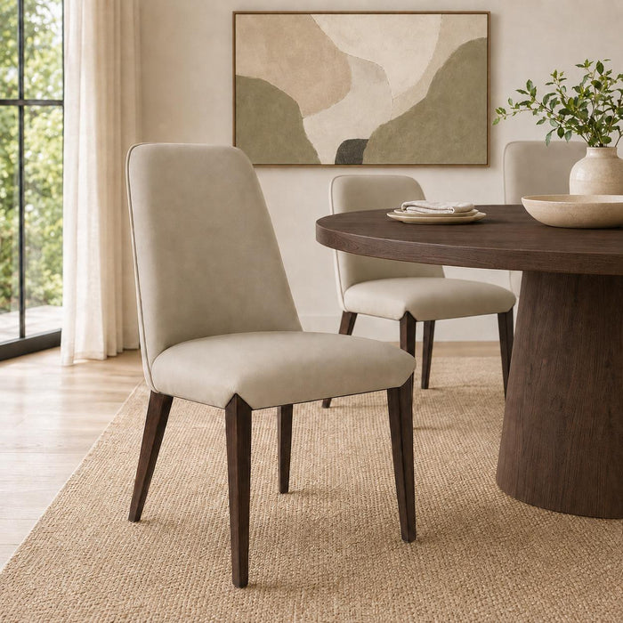 Fauteuil contemporain Belmont en chenille et similicuir avec structure en bois, rembourre, coloris taupe