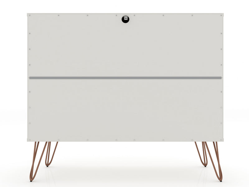 Ensemble de commodes 2 pieces Rockefeller style milieu du siecle en blanc casse