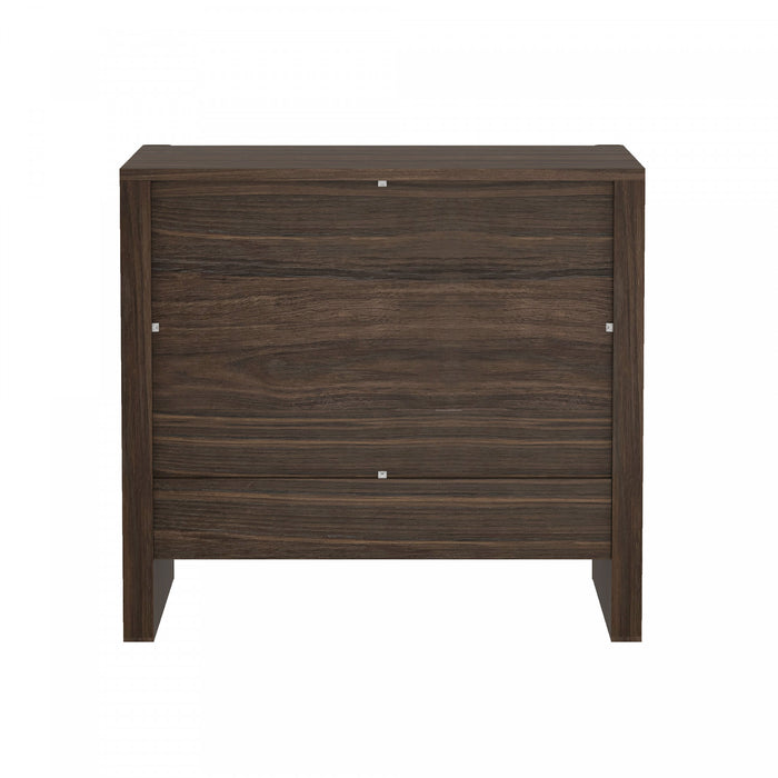 Table de nuit moderne Linda 24\" en noyer brun (2 tiroirs) - Lot de 2