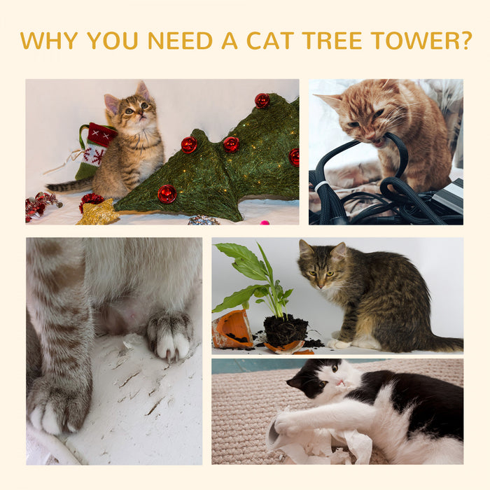 Pawhut 100\" Arbre A Chat Du Sol Au Plafond Avec 3 Perchoirs Centre D'activites Pour Chatons Cat Tower Furniture Gris