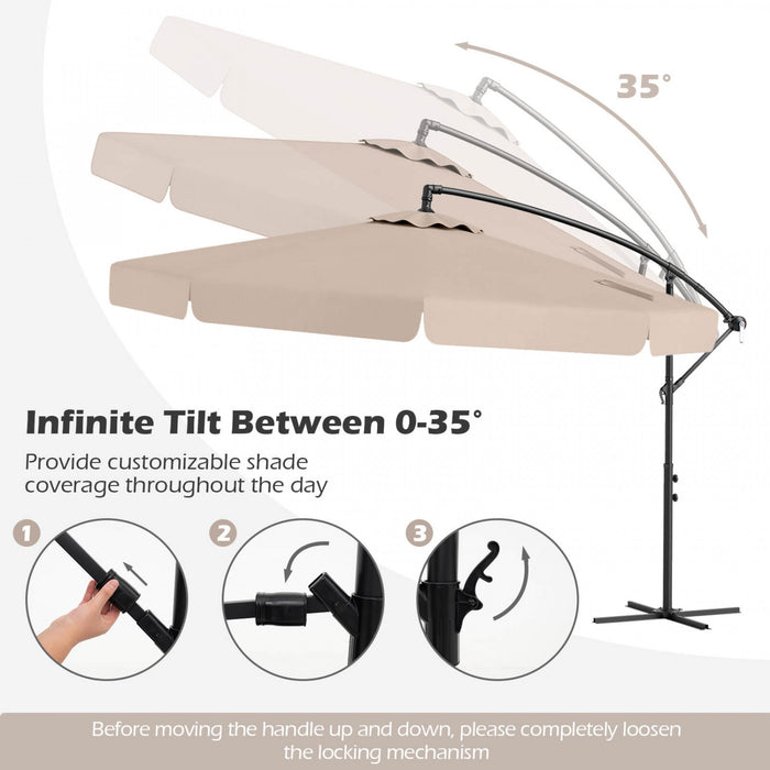 Costway Parasol suspendu deporte de 10 pieds, parasol cantilever de patio avec housse beige