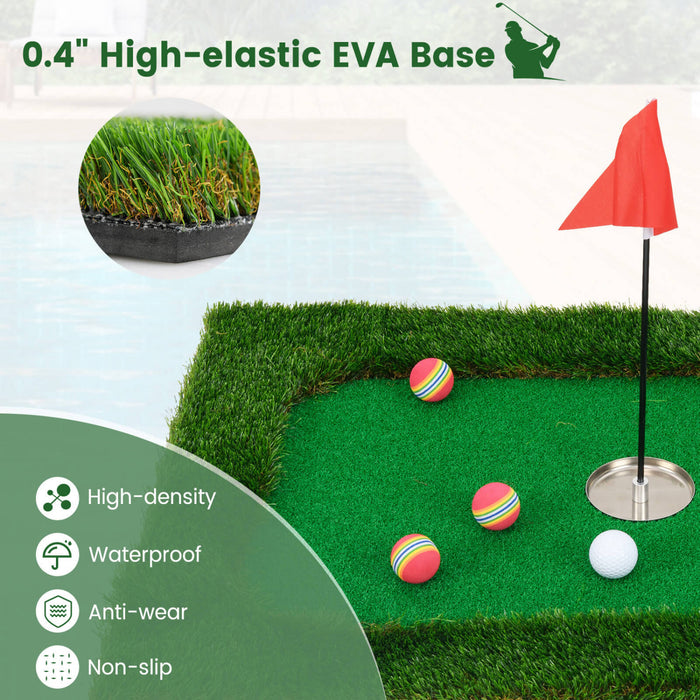 Costway Rectangulaire Flottant Golf Vert Pour La Piscine Comprend Le Tapis De Golf Frappant 6 Balles De Golf