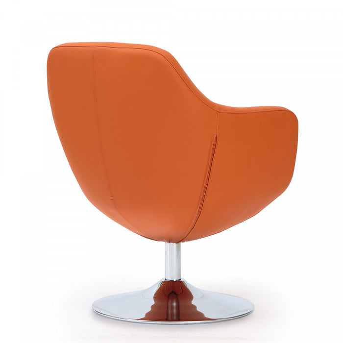 Fauteuil lounge pivotant moderne Caisson en tissu orange - Lot de 2