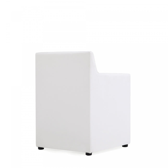 Fauteuil moderne en cuir vegetalien blanc Anna Square - Lot de 2