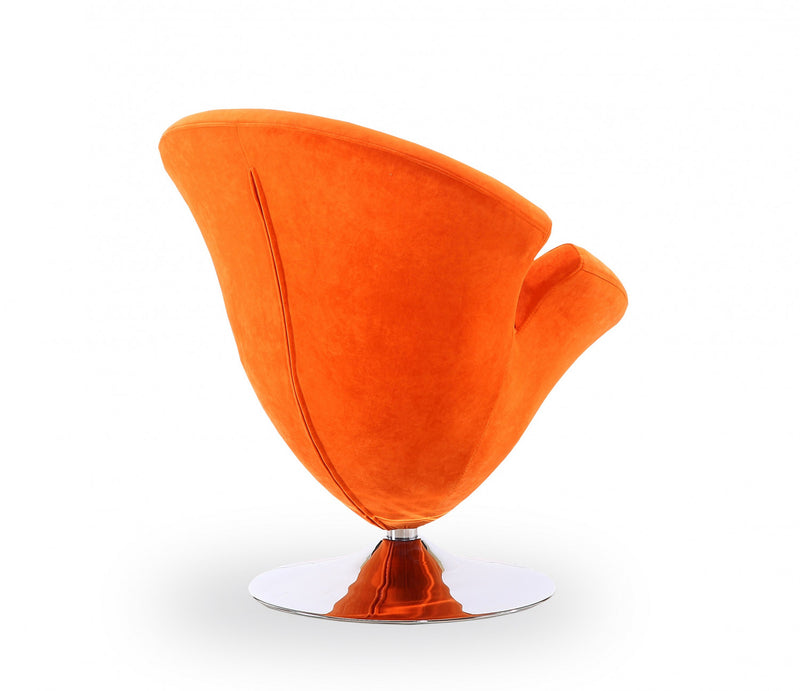 Fauteuil lounge pivotant moderne en velours Tulip orange - Lot de 2