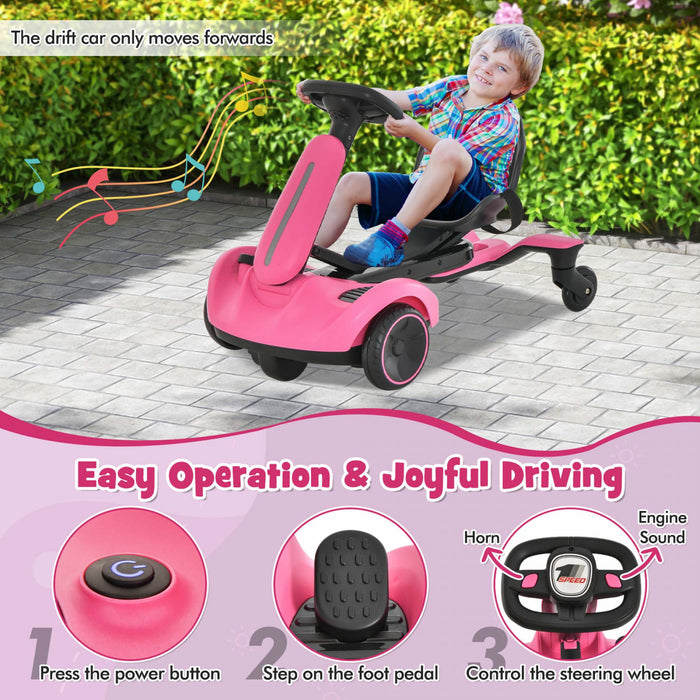 Costway 6v Kids Ride On Drift Car Electric Drifting Go Kart Pour Enfants Avec 360° Spin Rose