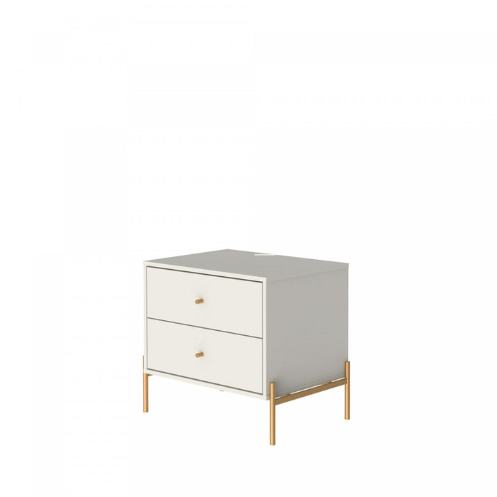 Table de nuit Jasper Moderne 25\" en blanc casse (2 tiroirs) - Lot de 2