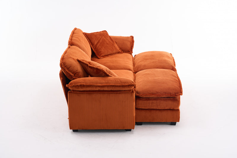 Liam Canape modulaire confortable Cloud 84,6\" avec revetement en velours cotele, Orange