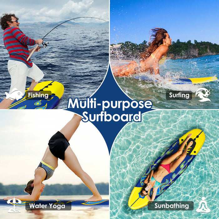 Costway – Planche De Surf De 6’’ A 3 Derives & Leash Pour Enfants, Adultes