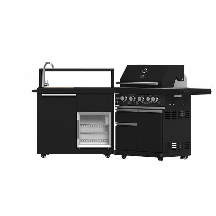 Module barbecue et evier All'Aperto 62 600 BTU avec comptoirs noirs et bar – FODKT2582BLK