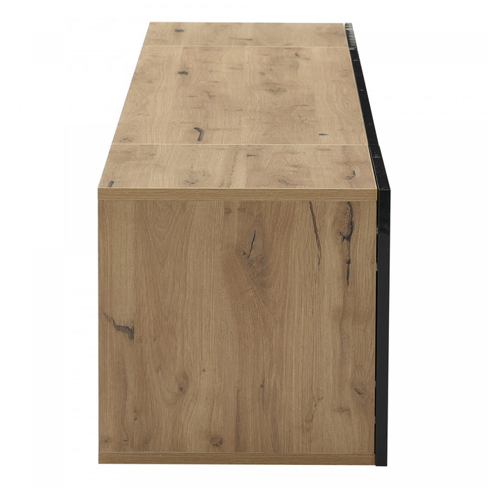 Oliver meuble TV mural avec eclairage LED et rangement, noir