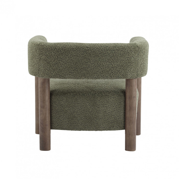 Evelyn Fauteuil d’appoint avec assise confortable et revetement en boucle, vert olive