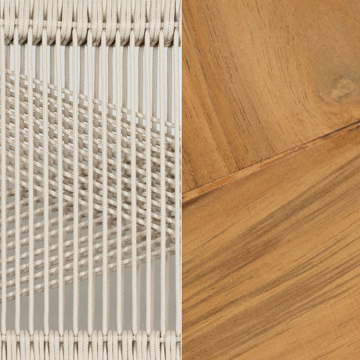 Ensemble de 2 chaises de salle à manger Agave en corde tressée et en teck - crème et naturel